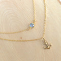 Simple Birthstone Necklace, Swarovski Crystal Birthstone necklace Small Choker or Layering Necklace  14k Gold Filled