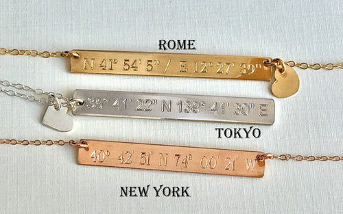Coordinate Necklace, Longitude Necklace - LillaDesigns