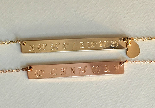 Custom Rose Gold Coordinate Necklace, Longitude Necklace