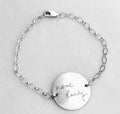 Custom Handwriting Bracelet / Actual Handwriting Bracelet with birthstone added  Large Coin Signature Bracelet  Memorial handwriting jewelry