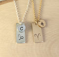 Zodiac Jewelry - Zodiac Gold or Sterling Silver Necklace - Birthstone added handstamped zodiac signs constellation necklace gold filled