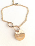 Actual Handwriting Bracelet Custom infinity charm- Personalized Custom Handwriting Gold Round charm rose Gold  Handwritten memorial Jewelry