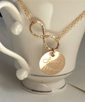 Custom Handwriting necklace with infinity circle charm - LillaDesigns