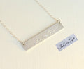 Custom Handwriting Necklace / Actual Sterling Silver  Signature Necklace Personalized gold bar Necklace / Memorial  handwriting jewelry