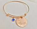 Handwriting Bracelet / Custom Adjustable Actual Handwriting Bracelet with birthstone  Large Coin Expandable Memorial handwriting jewelry