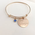 Handwriting Bracelet / Custom Adjustable Actual Handwriting Bracelet with birthstone  Large Coin Expandable Memorial handwriting jewelry