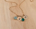 Swarovski Crystal Birthstone Initial Necklace, Gold Filled Personalized Sterling Silver Necklace