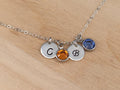Mothers Birthstone Necklace, Mothers Day Gift Sterling Silver Mom Initial Personalized Silver Mom Jewelry