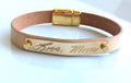 Fathers Day Gift for Dad Custom Handwriting Bracelet Personalized Leather Copper gold plate bracelet women gift for him her unisex bracelet