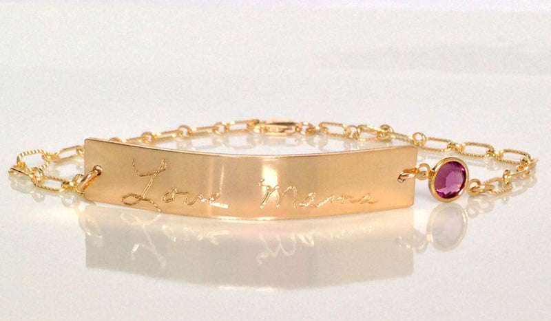 Custom Handwriting Bracelet  Actual Handwritten Bracelet Signature Bracelet with birthstone added Memorial handwriting jewelry