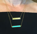 Turquoise Bar Necklace, Gold Bar Necklace layered necklace layering Gold filled chain