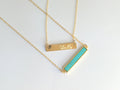 Turquoise Bar Necklace, Gold Bar Necklace layered necklace layering Gold filled chain