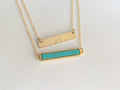 Turquoise Bar Necklace, Gold Bar Necklace layered necklace layering Gold filled chain