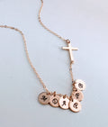 Personalized Mom necklace Sideways cross necklace, gift for mom