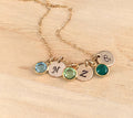 Swarovski Crystal Birthstone Initial Necklace, Gold Filled Personalized Sterling Silver Necklace