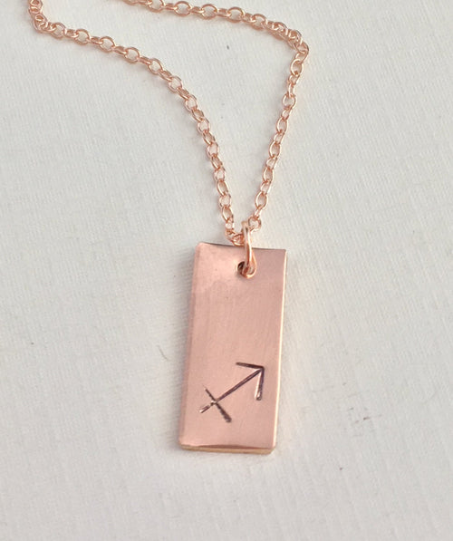 Sagittarius Necklace - Zodiac Gift - Handstamped Zodiac Gold or Sterling Silver Necklace - Birthstone added handstamped gold filled