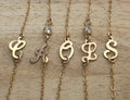 Personalized Initial Bracelet Script letter bracelet CZ Diamond accent added gift for her 14 K Gold filled sideways letter bridesmaid gift - LillaDesigns