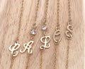 Dainty Gold Initial necklace, Gold filled Script letter CZ diamond Letter Necklace dainty initial charm  initial necklace