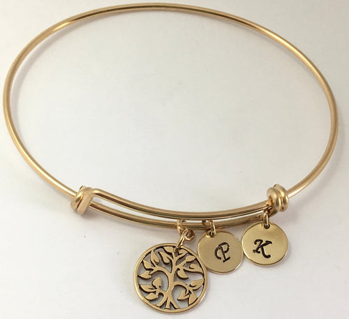 Gold Tree of Life Bracelet, Expandable Family Tree Bracelet - LillaDesigns