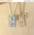 Zodiac Necklace Valentines gift Constellation necklace gift for her Initial Personalized Zodiac handstamped vertical short gold bar