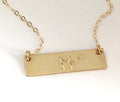 Personalized Stick Figure Family Necklace, Custom Gold Bar Engraved Necklace - LillaDesigns