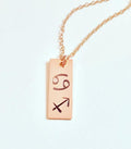 Zodiac Necklace Valentines gift Constellation necklace gift for her Initial Personalized Zodiac handstamped vertical short gold bar