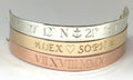 Roman Numeral Bracelet Gold Cuff wedding date Personalized  Engraved Half Cuff Adjustable Bracelet Reversible Engraved 2 side Gift for Her