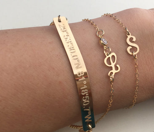 Engraved Bracelet, Gold Bar Bracelet - LillaDesigns