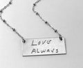 Custom Handwriting Jewelry Handwritten Necklace Gold bar rectangle necklace memorial jewelry gift for her own handwriting loves ones writing