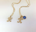 Birthstone Necklace Initial Personalized Script Letter Necklace Dainty Necklace Gold filled Initials, Letter Charm Necklace