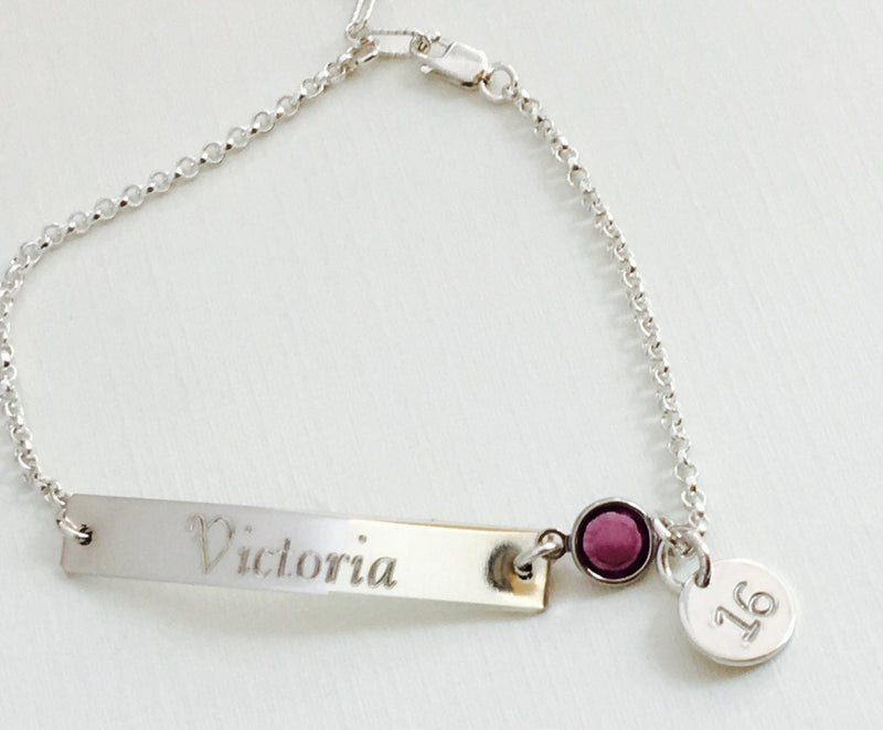 Personalized Sweet 16 Bracelet Sweet 16 Gift Sweet Sixteen Gifts Birthday Engraved Bracelet Birthday Gift Birthstone Bracelet Initial
