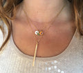 Custom Stamped jewelry Birthstone Initial Necklace, Gold Filled Personalized - LillaDesigns