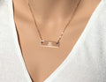 Personalized Stick Figure Family Necklace, Custom Gold Bar Engraved Necklace - LillaDesigns
