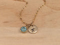 Bridesmaid Necklace Gold Initial Gift for Bride Personalized bridesmaids Gold Initial Disc Necklace Jewelry - LillaDesigns
