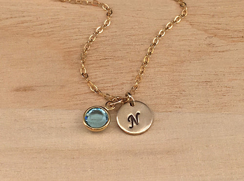 Bridesmaid Necklace Gold Initial Gift for Bride Personalized bridesmaids Gold Initial Disc Necklace Jewelry - LillaDesigns