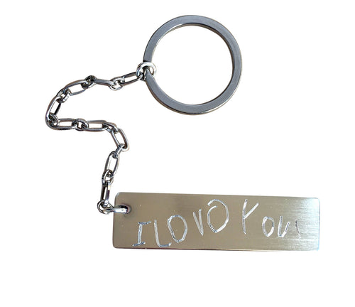 Handwriting Key Chain Sterling Silver Handwritten Engraved Key-Chain Gift for him boyfriend engraved signature