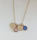 Personalized Mother's Christmas Gift Mom Necklace Initial Necklace Handstamped Mother Necklace Gold Birthstone Charm Necklace Gift for Mom