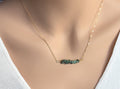 Aquamarine Necklace - March Birthstone Necklace- Raw Crystal Necklace - Bead Bar Necklace - Natural Aquamarine Gold Dainty Layering Necklace
