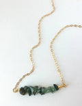 Sapphire Necklace September Birthstone Raw Crystal Necklace Gemstone Bar Choker, Delicate Gemstone Necklace