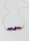 February Birthstone Necklace Amethyst Beaded Bar Necklace Dainty Gemstone Choker Raw Crystal Necklace Genuine Amethyst Gemstone Gift for her