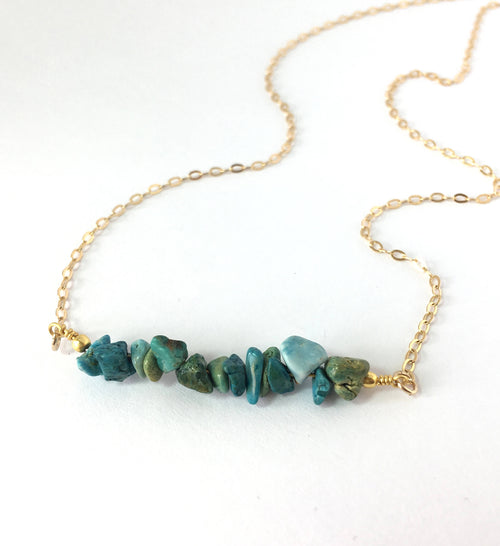 Natural Turquoise Bar Necklace, December Birthstone Necklace