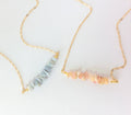 Raw Crystal Necklace Gemstone Beaded Bar Choker, Birthstone Necklace