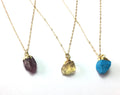 Raw Crystal Necklace Minimal Crystal stone Necklace Rough Cut Gemstone Birthstone Gem Necklace Gift for her 14k Gold fill Sterling Chain