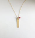 Vertical Bar Mom Necklace Engraved with kids names Custom engraved bar initial  birthstone charm added vertical bar 14K gold sterling silver