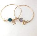 Valentines Day Gift Monogram Bracelet Initial Bangle birthstone personalized  gift for best friend friendship gift 14K gold Sterling Silver
