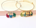 Mothers gift from daughter Family Tree Bracelet Birthstone Initial Charms bangle Mothers Jewelry gift for her for wife gold silver gift idea