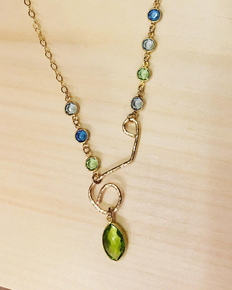 Custom statement necklace gemstone necklace Gift for her Christmas gift idea gft for mom gold statement necklace 14 K gold fill