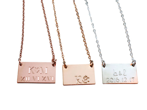 Wedding date necklace, initial necklace