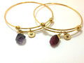 Raw Crystal bracelet bangle birthstone initial 14k Gold fill or Sterling Silver Rough Cut Gemstone Bracelet Gift for best friend for her