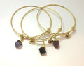 Raw Stone Jewelry Crystal bracelet bangle birthstone initial 14k Gold fill Rough Cut Gemstone Bracelet Gift for best friend for her